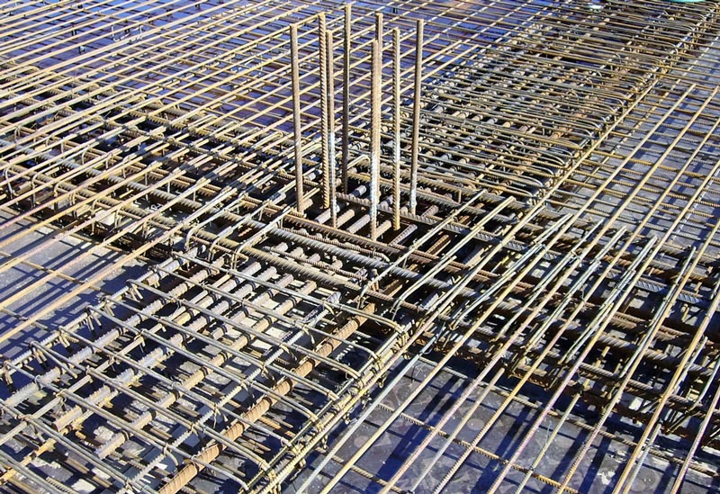 Reinforcing Bars used as a support pillar in construction, View 1