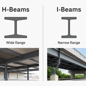 Diagram H Beams vs. I Beams